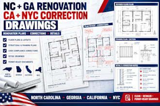 create nc ga renovation and ca NYC correction drawings