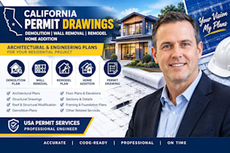 do ca demolition plan, wall removal, remodel, home addition and permit drawings