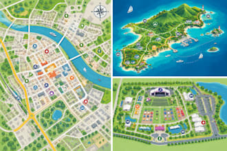 create custom flat vector maps for business, travel and events