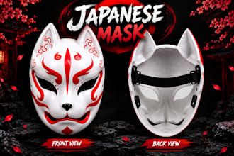 create 3d cosplay masks, japanese mask and props ready for 3d printing and paint