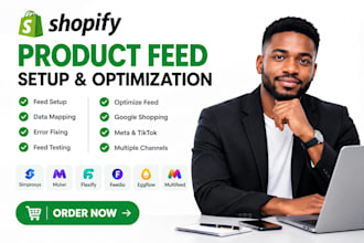 setup and configure shopify product feed and fix google merchant center issues