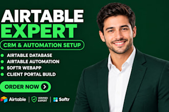 airtable database automation, airtable crm and build softr client portal webapp