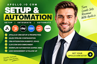 setup apollo io clay hubspot CRM sales pipeline and automation workflows