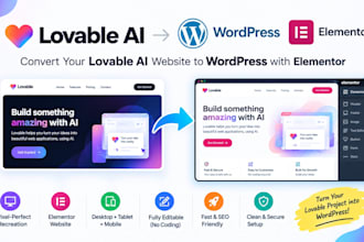 convert your lovable ai website to wordpress using elementor
