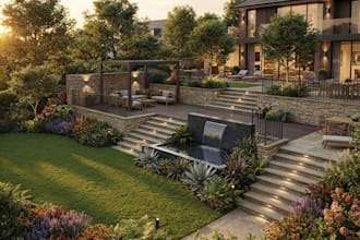 do landscape design realistic render in lumion