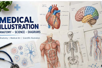create medical, anatomy and scientific illustrations and diagrams