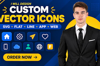 design custom vector icon set, flat, svg icons, line icons for apps, web favicon