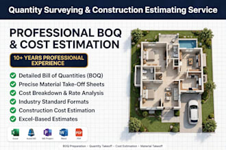 prepare boq, material takeoff and cost estimation