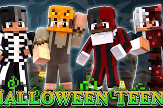 create custom 3d minecraft halloween skin, spooky and horror skin
