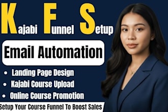 build kajabi sales funnel, landing page email automation, kajabi website expert