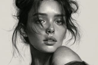 draw a custom pencil charcoal portrait illustration
