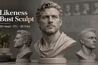 do likeness sculpting, bust 3d head model stl for 3d model, 3d printing