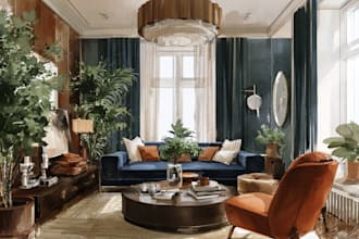 design your interior sketch into a watercolor drawing