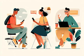 draw vectorized, modern, flat illustrations