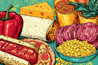 do a food pop art illustration
