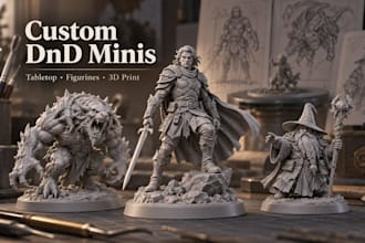 sculpt and design custom tabletop, dnd miniatures, figurines for 3d printing