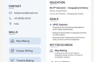 design a professional modern resume and CV