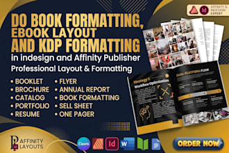 do book editing formatting, ebook layout KDP formatting in affinity publisher