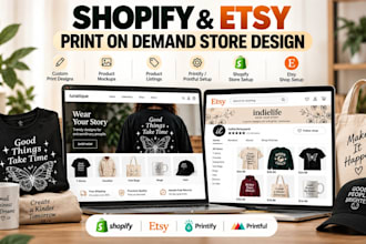design shopify print on demand store etsy print on demand printify printful pod
