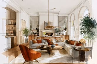 design architecture and interior concept in watercolor
