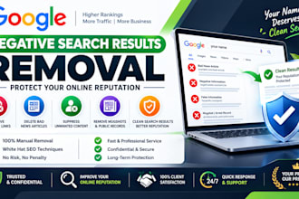 assist with google deindexing, negative results and content removal