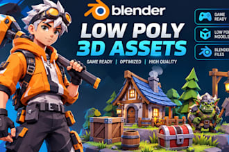 model low poly game ready 3d assets in blender