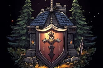 design medieval fantasy game, rpg, mmo game logo