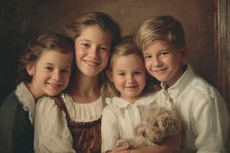 design a wonderful family portrait oil painting