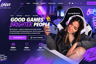 design wix twitch streamer website, gaming brand website design