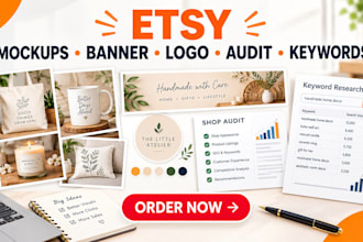 do product mockups etsy banner cover photo logo audit and etsy keyword research