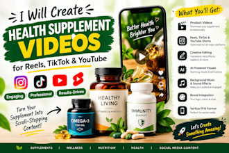make health supplement reels, short and tiktok videos