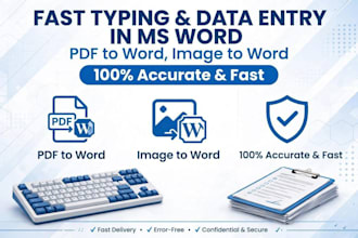 do fast typing and data entry in ms word professionally