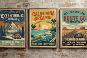make a poster design in a retro vintage style