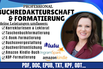 lektorat und formatierung von manuskripten, taschenbuchformatierung, kindle