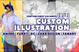 do high quality custom character illustration, cool furry art and digital fanart