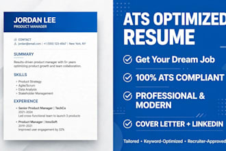 write a professional ats resume, cv and cover letter design