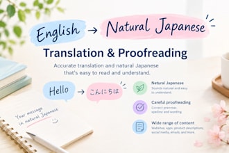 translate english to natural japanese and proofread japanese