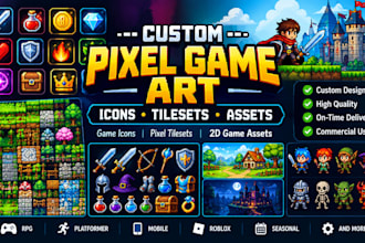 create custom pixel art game icons, tilesets and 2d game assets