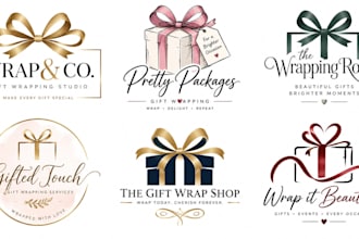 design a professional, gift shop, packaging, present, luxury gift wrapping logo
