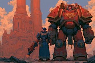 illustrate a warhammer 40k character art