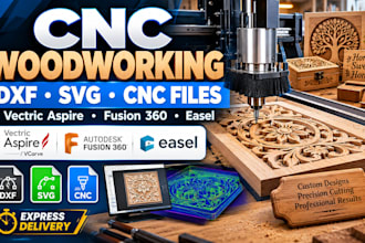 create dxf files and svg for cnc woodworking, laser and vectric aspire
