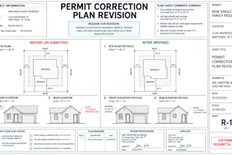 revise architectural plans and fix permit plan check corrections