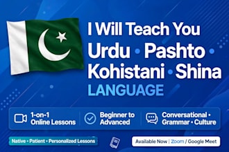 teach you urdu, pashto, kohistani and shina language online