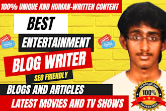 write entertainment blogs on movies, TV shows, cinema news
