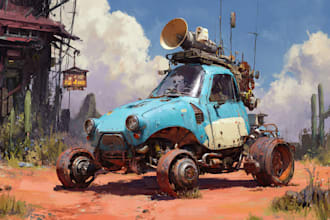 draw concept art of vehicle, environment or anything