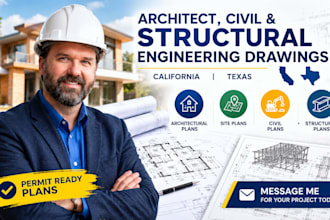 create architect, civil and structural engineering drawings in california texas