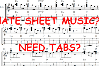 turn sheet music into guitar or ukulele tabs
