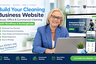 build cleaning business website, house, office cleaning wordpress bookingkoala