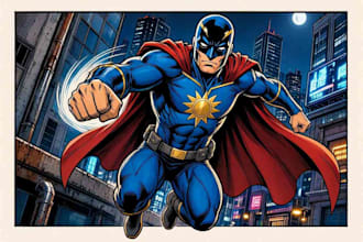 do a superhero comic illustration