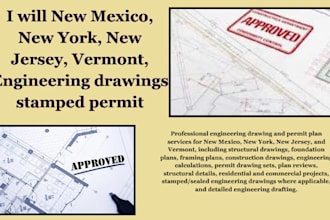 new mexico, new york, new jersey, vermont, engineering drawings stamped permit